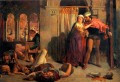 La huida de Madeline y Porphyro durante la borrachera asistiendo a la Reve del británico William Holman Hunt